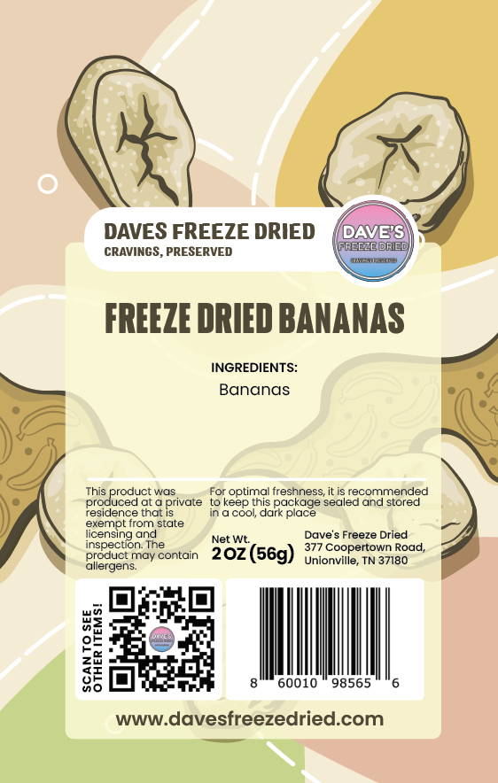 Freeze Dried Bananas 2.0oz